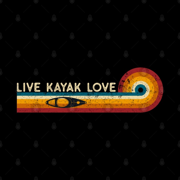 Retro Stripes Live Kayak Love Funny Boat by TeeTypo