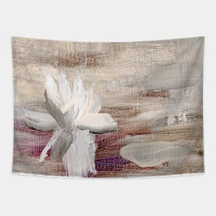 Abstract Oil Painting Waterlily Beige White Tapestry