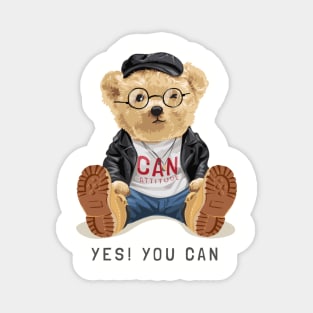 Cute bear design "Yes! You can" Magnet