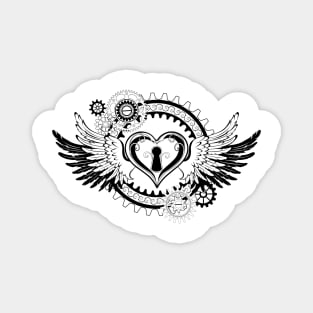 Steampunk Winged Mechanical Heart Magnet