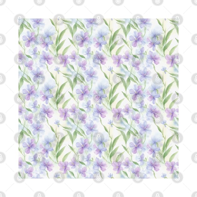 Watercolor pattern with violet flowers by Victoria's Store