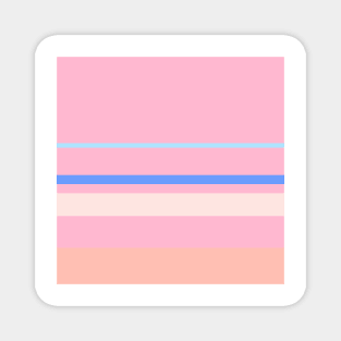 An unexampled arrangement of Powder Blue, Cornflower Blue, Little Girl Pink, Misty Rose and Melon stripes. Magnet