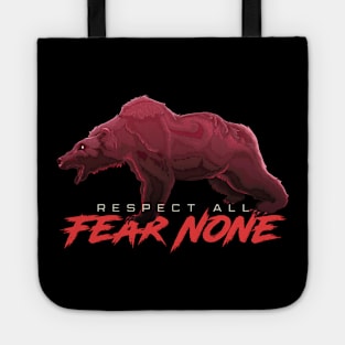 Respect All Fear None Red Bear Fierce Japan Warrior Unstoppable Tote