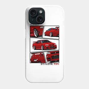 Nissan Skyline r34 GTR Red, JDM Car Phone Case