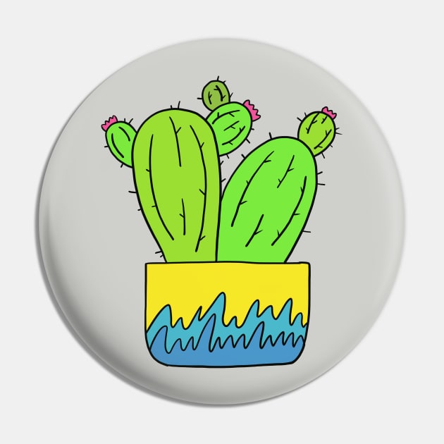 Cute Cactus Design #2: Grown Apart Flower Cacti Pin by DreamCactus