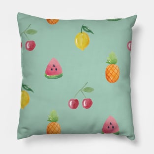 Turquoise Watercolor Fruit Pattern Pillow