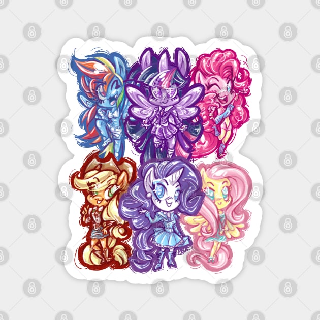 Mane Six Chibis Magnet by pbarbalios