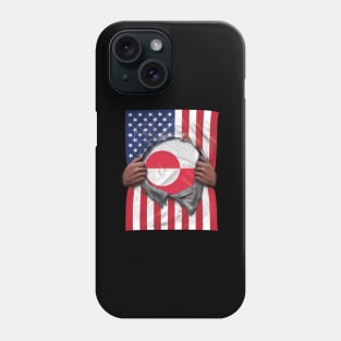 Greenland Flag American Flag Ripped - Gift for Greenlandic From Greenland Phone Case