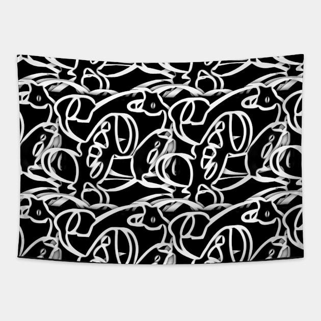 Pattern Drawing Abstract White / Black Tapestry by k-creatif