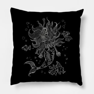 Skeleton Mermaid Goth Punk Tee Pillow