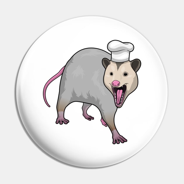 Opossum Cook Chef hat Pin by Markus Schnabel