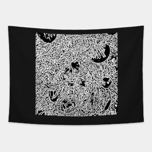 Black and white string pattern Tapestry