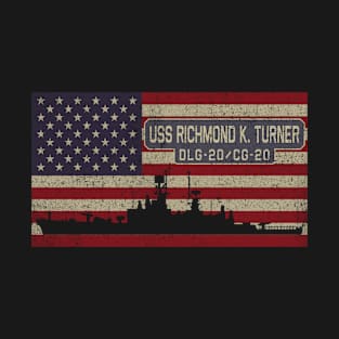 Richmond K Turner DLG-20 Destroyer Frigate CG-20 Guided Missile Cruiser Ship USA American Flag T-Shirt