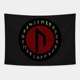 Red Uruz Futhark Rune Symbol Tapestry