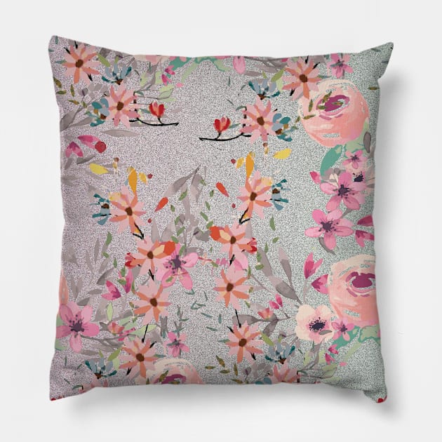 pastel colours floral watercolour pattern Pillow by Prints by Hitz