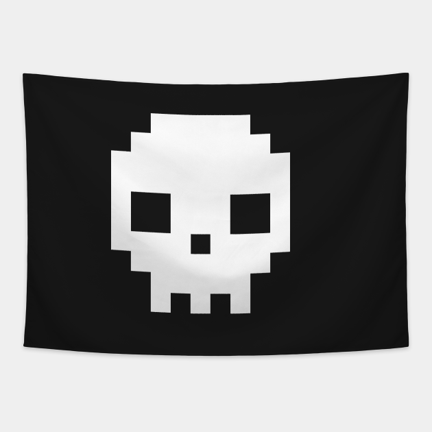 8 bit pixel skull - Skull - Tapestry | TeePublic