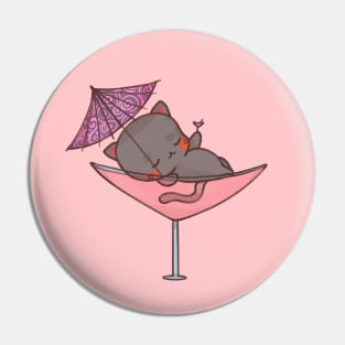 Chilling Drink Cat Pin