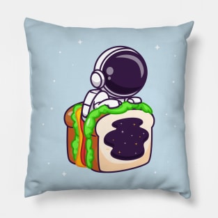 Cute Astronaut In Sandwich Space Cartoon Pillow