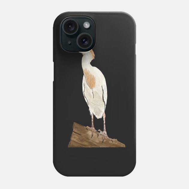 White Cattle Egret Drawing Phone Case by esslev