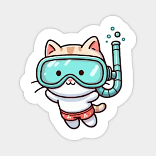 Cute Cat Snorkeling Magnet