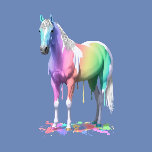 Pastel Rainbow Colors Wet Paint Pinto Horse by csforest