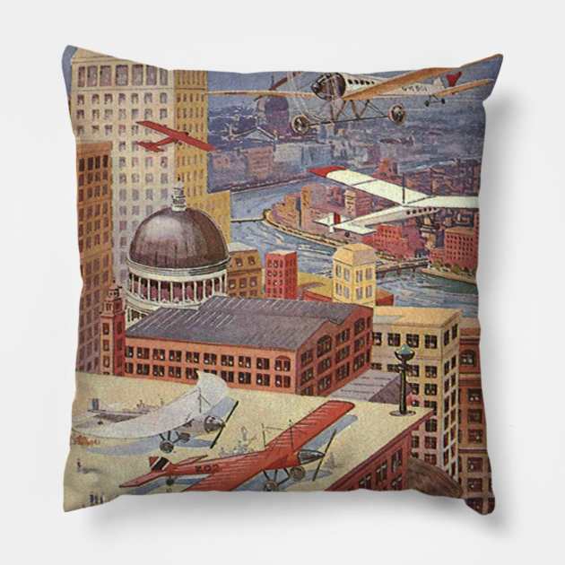 Vintage Science Fiction Pillow by MasterpieceCafe