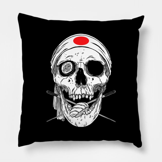 Kawaii Japanese Anime Skeleton Sushi Halloween Pillow by OccultOmaStore