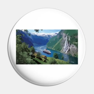 Norway Fjords Painting Pin