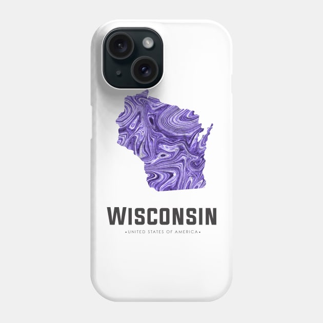 Wisconsin state map abstract voilet Phone Case by StudioGrafiikka