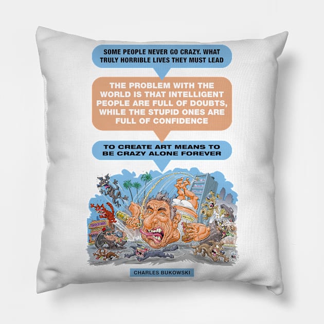 Charles Bukowski Pillow by PLAYDIGITAL2020