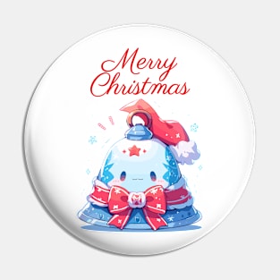 Merry Christmas blue bell with ribbon Pin