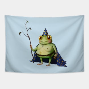 Wizard Frog in a Star Cape and Hat Tapestry