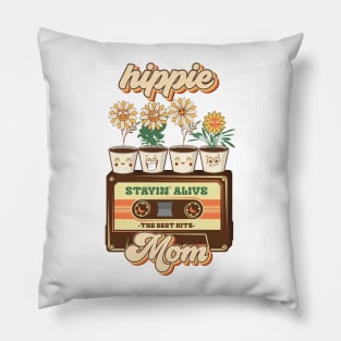 Mothers day plant  lover groovy cassette Retro Funny hippie mom Pillow