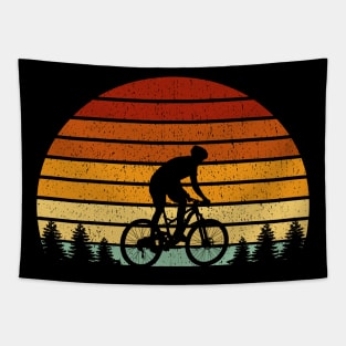 Vintage Sunset Mountain Biking Gift For Mountain Bikers Tapestry