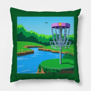 Disc Golf Along Side a River Pillow