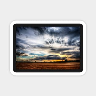 Sunset over wheat fields Magnet