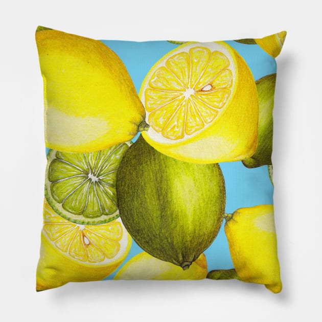 Lemon fruits pattern Pillow by GreekTavern