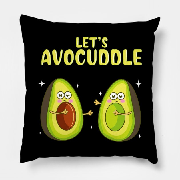 Funny Let's Avocuddle Cute Avocado Cuddling Pun Pillow by theperfectpresents
