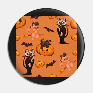 spooky halloween pattern with dracula light orange Pin