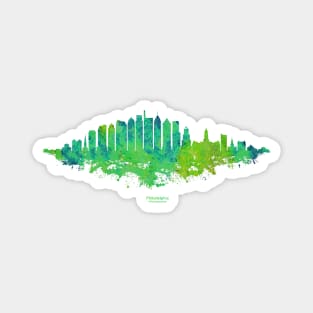 Philadelphia City Skyline - Watercolor Green, blue Magnet