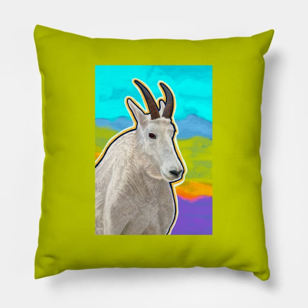 CANDID CRITTERS Mountain Goat Pillow by rorabeenie