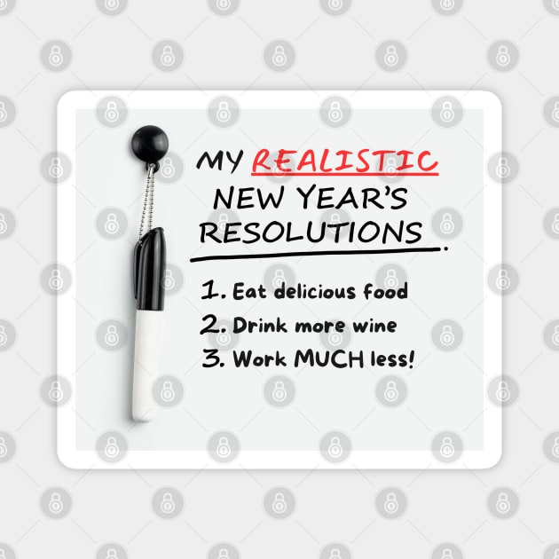 Realistic New Year's Resolutions Magnet by Doodle and Things