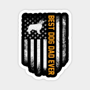 Best Dog Dad Ever Golden Retriever USA Flag Magnet