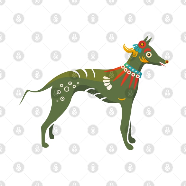 Xolotl, Xoloitzcuintli or Xolo Aztec Codex Mexican Hairless Dog by tatadonets