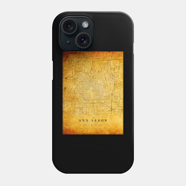 Map of Ann Arbor Phone Case by theStickMan_Official