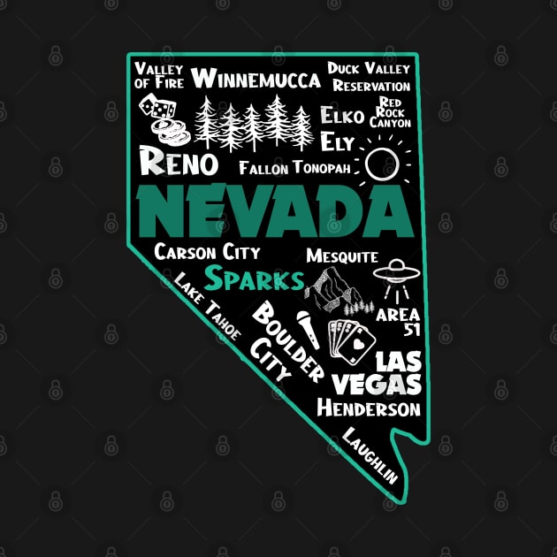 Sparks Nevada Map Las Vegas Winnemucca Reno Elko Ely Carson City Boulder City Henderson Laughkin by BoogieCreates