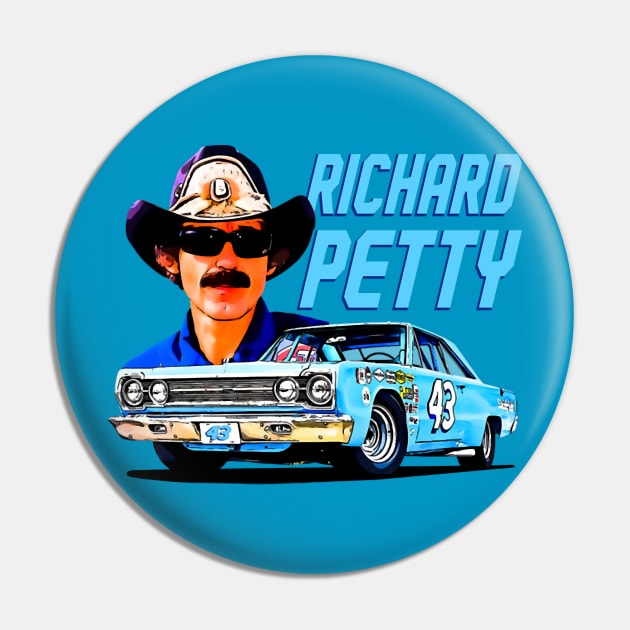 Richard Petty 43 Legend 70S Retro Pin by Erianna Bee