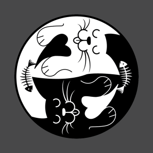 Jim8ball - Cat Yin Yang - T-Shirt T-Shirt