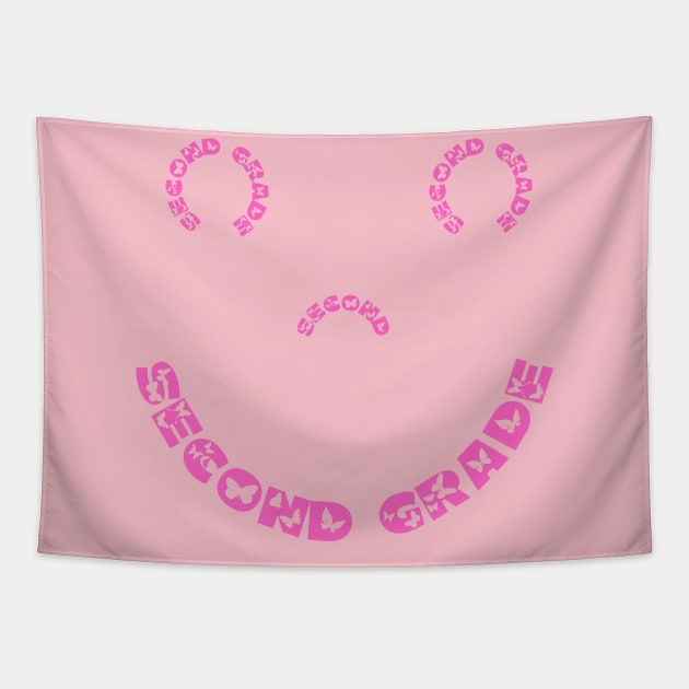 Second grade smiley butterfly font Tapestry by The Friendly Introverts