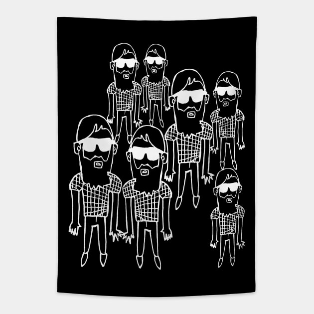 Funny Hipster Beard Guy Repeat Tapestry by badlydrawnbabe